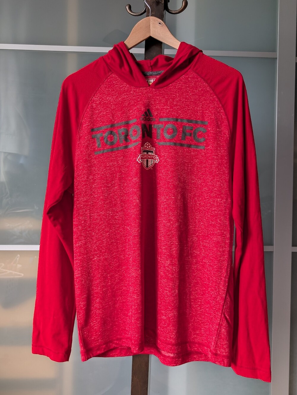⚽ Adidas Toronto FC Men's Red Hooded Long-Sleeve Performance Shirt - Large